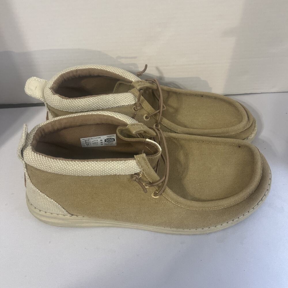Hey Dude Wally Mid Salt N Stone Tan White Men’s Size 13 Slip On Shoes‎